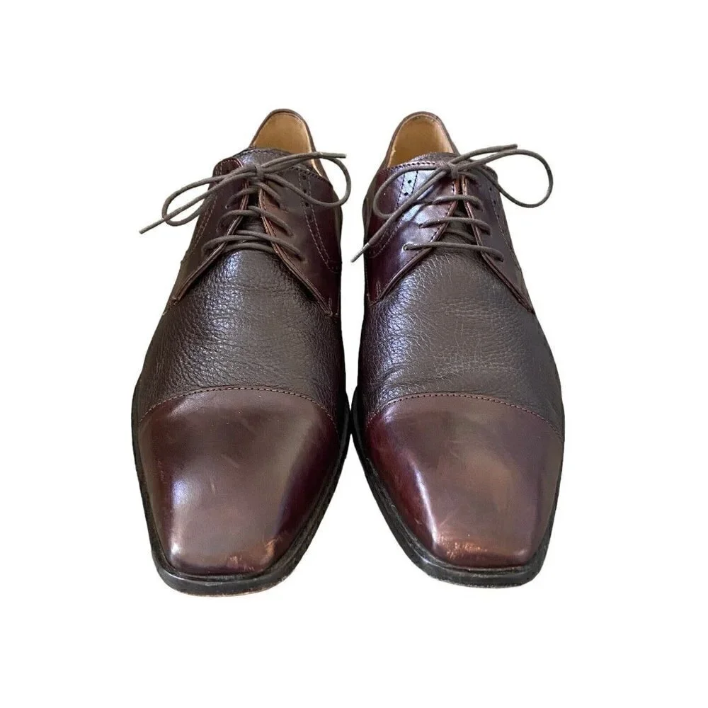 Mercanti Fiorentini 6799 Brown Leather Cap Toe Oxford Shoes Men's 12 M
